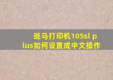 斑马打印机105sl plus如何设置成中文操作